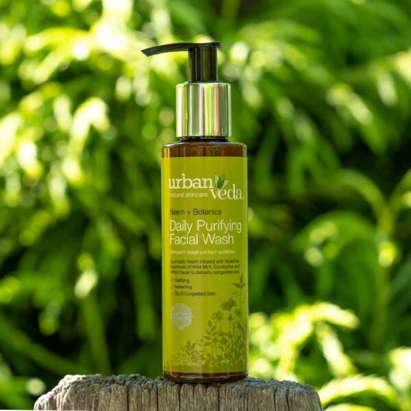 Gel de curatare facial cu ulei de neem pentru ten gras, Purifying - Urban Veda, 150 ml