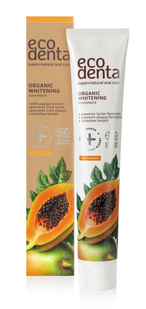 Pasta de dinti organica pentru albire cu extract de papaya, Cosmos Organic, Biocart_Ecodenta, 75 ml