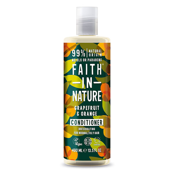 Balsam natural revigorant cu grapefruit si portocale, pentru par normal sau gras, Faith in Nature, 400 ml