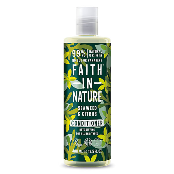 Balsam natural detoxifiant cu alge marine si citrice pentru toate tipurile de par, Faith in Nature, 400 ml