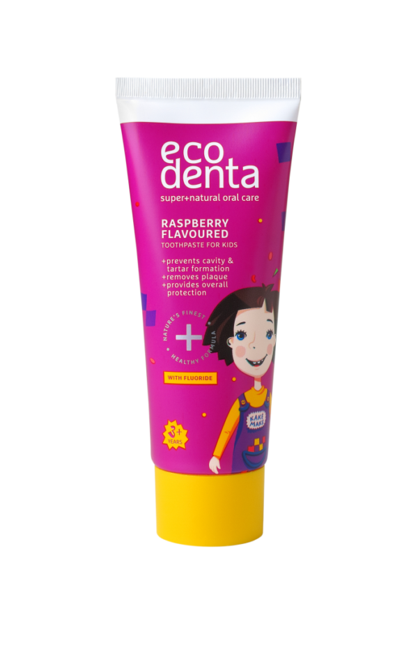 Pasta de dinti pentru copii impotriva cariilor cu aroma de zmeura, Biocart_Ecodenta, 75 ml