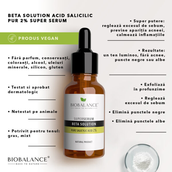 BETA Solution Acid Salicilic pur 2% Super Serum, Bio Balance, 30 ml