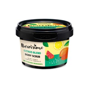 Scrub pentru corp cu ulei de portocale, grapefruit si menta si sare de mare, Berrisimo, Beauty Jar, 400g