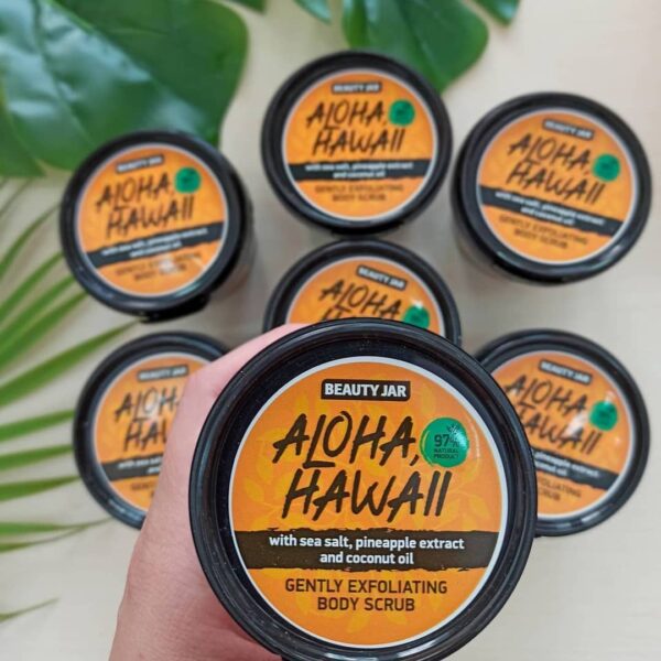 Scrub delicat pentru corp, cu sare de mare, Aloha Hawaii, BBiocart_eauty Jar, 200 g