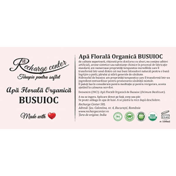 Apa florala organica BUSUIOC, Recharge, 100ml