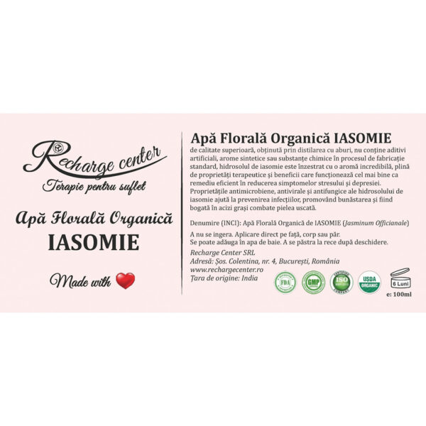Apa florala organica IASOMIE, Recharge, 100ml