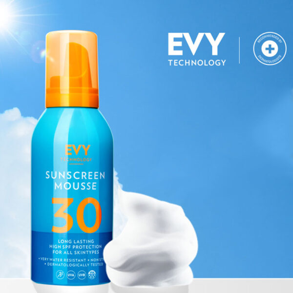 Sunscreen Mousse Crema de fata si corp spuma cu SPF 30 Unisex, Biocart.eu, EVY TECHNOLOGY, 150 ml