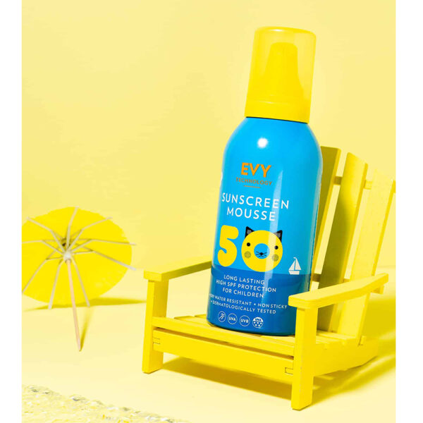 Sunscreen Mousse Crema de fata si corp spuma cu SPF 50, Copii,Biocart.eu, EVY TECHNOLOGY, 150 ml