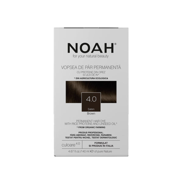 Vopsea de par naturala, Saten, 4.0, Noah, 140 ml