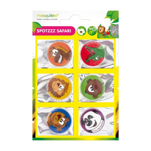 Set 6 stickere anti-tantari pentru copii, cu parfum de citronella, model amnimale, MosquitNo, 5,4 gr.