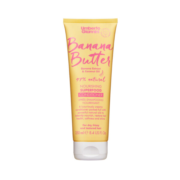 Balsam hranitor pentru par uscat, frizzy si texturat, Banana Butter, Umberto Giannini, 250 ml