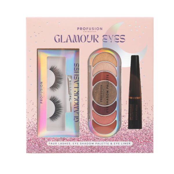 Set make-up pentru ochi Glamour Eyes, gene false, farduri pleoape & eye liner, Profusion Cosmetics, 3 articole