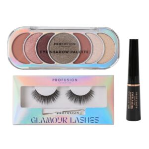 Set make-up pentru ochi Glamour Eyes, gene false, farduri pleoape &#03...